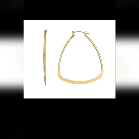 Time and Tru Squared Gold Hoop Earrings for Women - Picture 2 of 2